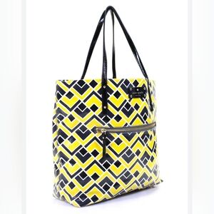 Vintage Kate Spade Large Coated Canvas Tote Yellow and Black